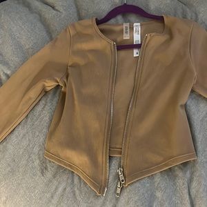 ANWND brown long sleeve crop top/ mini jacket